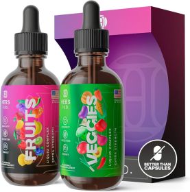 Fruits & Veggies Liquid  Superfood Complex Set – Extra Strength Daily Immunity, Digestion & Energy Support, 2 x 1 fl oz