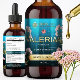 Valerian Root Tincture Liquid Extract – Extra Strength Nerve & Sleep Support Supplement, 2 fl oz