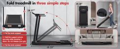 Treadmill with 8% Incline, Portable Treadmills for Home with Handle, Foldable Treadmills with 265 Lbs Capacity