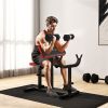 265 LBS Preacher Curl Bench for Strength Training, Adjustable Seated Arm Isolated Barbell Dumbbell Bicep Station, Black