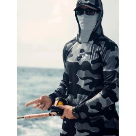 Fishing Hoodie Face Mask Neck Cover Sailing Shirt Summer Men Long Sleeve Sun Protection Hunting Jersey Camisa De Pesca Performance Fish Gear Beac (Option: 5XL)