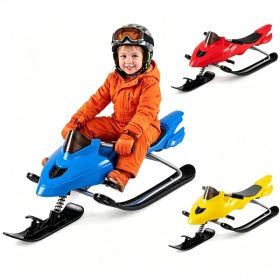 2-in-1 Kids Snow Racer Sled with Tow Rope, 30 Steering & Dual Foot Brakes Downhill Ski Sled, Ergonomic Seat Winter Slider Board for 6-12 Years Ol (Option: default title)