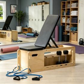 Home Gym Wooden Workout Bench: Adjustable Incline Weight Bench with Dumbbell Rack and Built-in Resistance Bands (Option: default title)