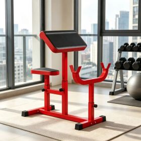 Red 265 LBS Preacher Curl Bench: Adjustable Seated Arm Isolated Barbell Dumbbell Bicep Station for Strength Training (Option: default title)