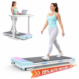 Walking Pad Treadmill  Auto Incline ,Under Desk Treadmill (Option: Blue)