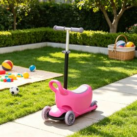Pink 3-in-1 Ride on Push Car Kids Scooter Sliding Walker with Adjustable Handlebar 3 Balanced Wheels Removable Storage Seat for Ages 2-6 (Option: default title)