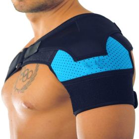 Breathable And Ice Pack Sports Shoulder Pads Shoulder Brace With Pressure Pad Suitable For Both Men And Women Adjustable Shoulder Brace For Left (Option: Blue)