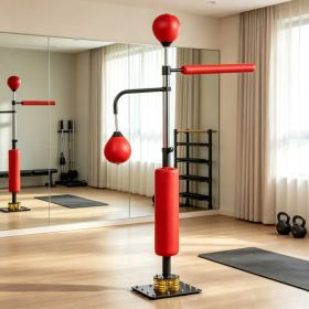 Red Speed Punching Bag 4.6'-6.7' Reflex Bag Boxing Training Equipment Adjustable Height Boxing Bag Stand for Fitness And Sports (Option: default title)