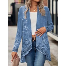 Shawl Small Suit Cardigan Outer Wear Ethnic Style (Option: Blue-S)