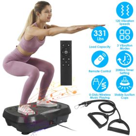 Vibration Plate Exercise Machine with 120 Speed Levels & 2 Resistance Bands, 331Lbs Load Capacity Whole Body Workout Machine USB Music Player for (Option: default title)