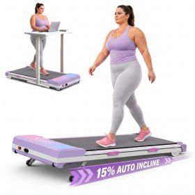 Walking Pad Treadmill  Auto Incline ,Under Desk Treadmill (Option: Purple)