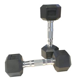 8LB 1-Pair(2pieces)HDRS Rubber Coated Solid Cast Iron Dumbbell with Contoured Chrome Handle, Hexagon Head[Support for self-pickup face sheet, dai (Option: default title)