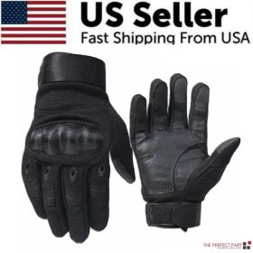Tactical Motorcycle Motocross Full Finger Gloves Motorbike Riding Racing Mittens (Option: XL-Black)