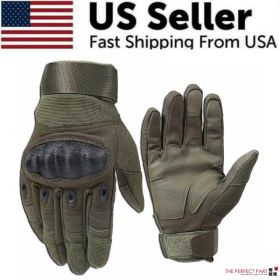 Tactical Motorcycle Motocross Full Finger Gloves Motorbike Riding Racing Mittens (Option: M-Green)