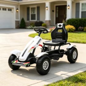 White Kids Pedal Go Kart Adjustable Seat, Rubber Wheels for Park Outdoor Ride (Option: default title)
