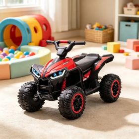 Red 12V Kids Electric ATV Quad Car with Forward/Reverse, Music, for 3+ Years Old (Option: default title)