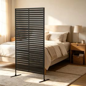 Black 78" H x 48" W Metal Privacy Fence Screen: Decorative Outdoor Climbing Plant Trellis with Sturdy Stand for Backyard (Option: default title)