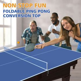 8ft Blue Mid-Size Ping Pong Conversion Top Foldable & Portable Table Tennis Table Top for Indoor Games (Option: default title)