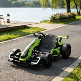 Green 24V Kids Go Kart 7.5 MPH with Slow Start, Adjustable Seat for Lawn Play (Option: default title)