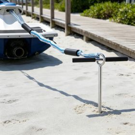 36inch Stainless Steel Sand Anchor With Removable Handle, Bungee Line & Carry Bag (Option: Attribute)