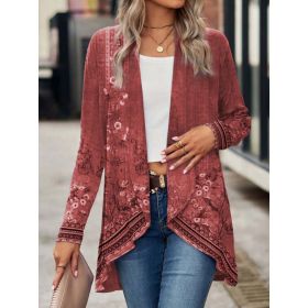 Shawl Small Suit Cardigan Outer Wear Ethnic Style (Option: Red-L)